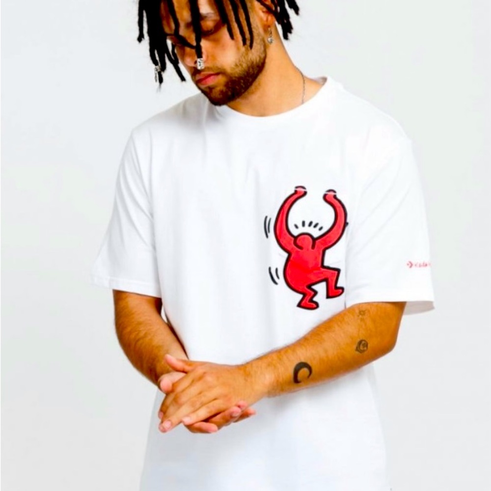 NWT Converse x Keith Haring Pocket White short-sleeve T-Shirt. Men’s Size Small